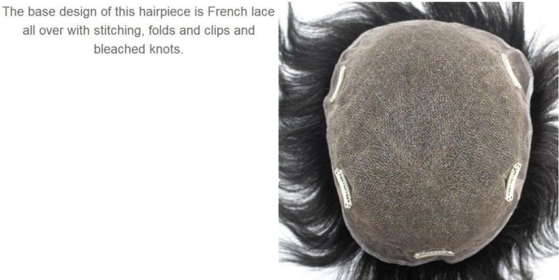 Men′s High Quality Toupee - Full French Lace with Clips