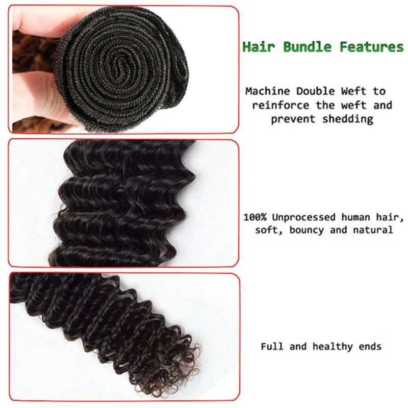 Kbeth 8-30inch Deep Wave Human Hair Extension 10A Grade Cheap Brazilian Hair Bundles Free Sample Hair Bundles for Women