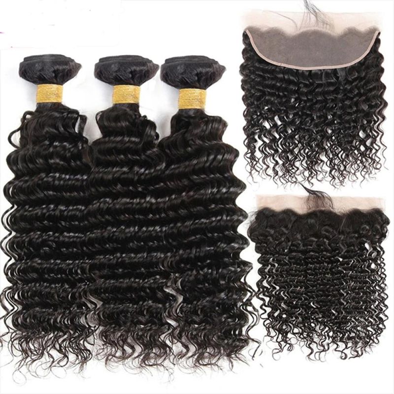 Kbeth Best Invisible Thin Human Wholesale 10A Grade Swiss Closure 13X4 Deep Wave Vendors 13X6 Transparent Bundles with HD Lace Frontal Closure