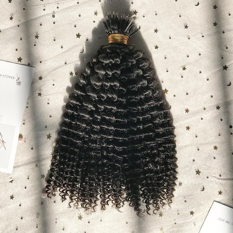 Wholesale 100% Human Hair 3mm Kinky Curly Nano Rings Brazilian Hair Extension