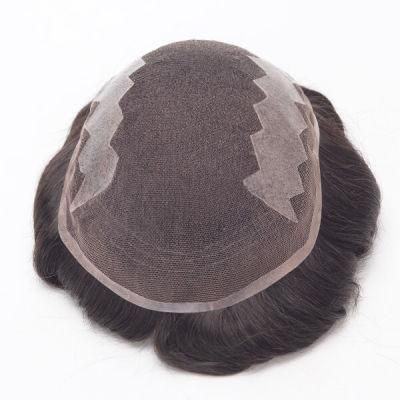 Popular Natural Human Hair Toupee for Men Supplier French Lace with PU Coating at Sides and Back