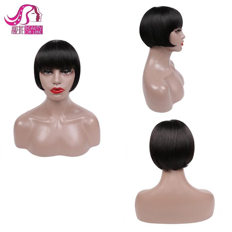 Fashion Ombre Color Short Wig Finger Wave 100% Human Hair Wig