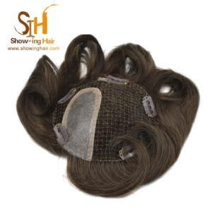 Custom 0.5cm Fish Net Clips Human Hair Hairpieces Men Toupee
