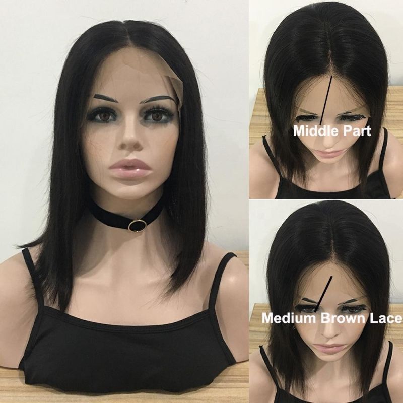 HD Transparent Lace Front Human Hair Wigs Bob Wig Full and Thick for Black Women Natural Color Brazilian Virgin Remy Hair Bundle Wigs