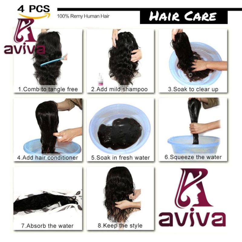100% Virgin Hair Brazilian Hair Extension Clip in Human Hair Extension Clip in Sets 4PCS for Full Head (AV-CH60-8-613)