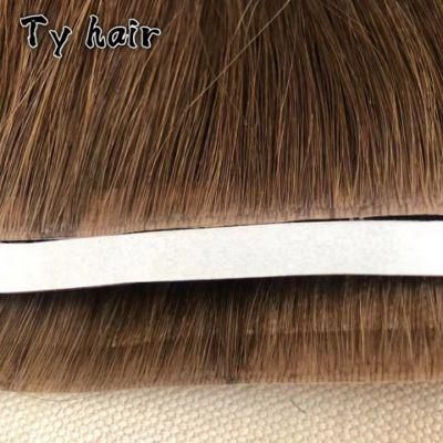 Color 4 0.4cm Width Adhesive Remy Hair PU Weft Straight Tape Human Wholesales Chinese Hair Extensions for Thin Hair