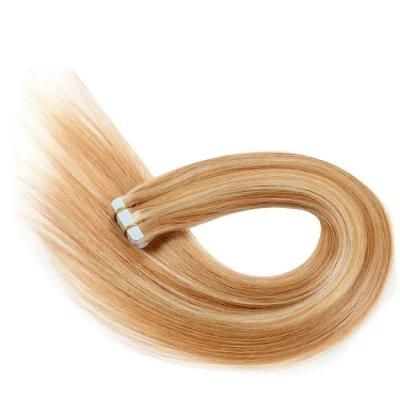 P18-613 Tape in Human Hair Extensions Brazilian Remy Straight on Adhesive Invisible PU Weft Platinum Blonde Color 20PCS/Set
