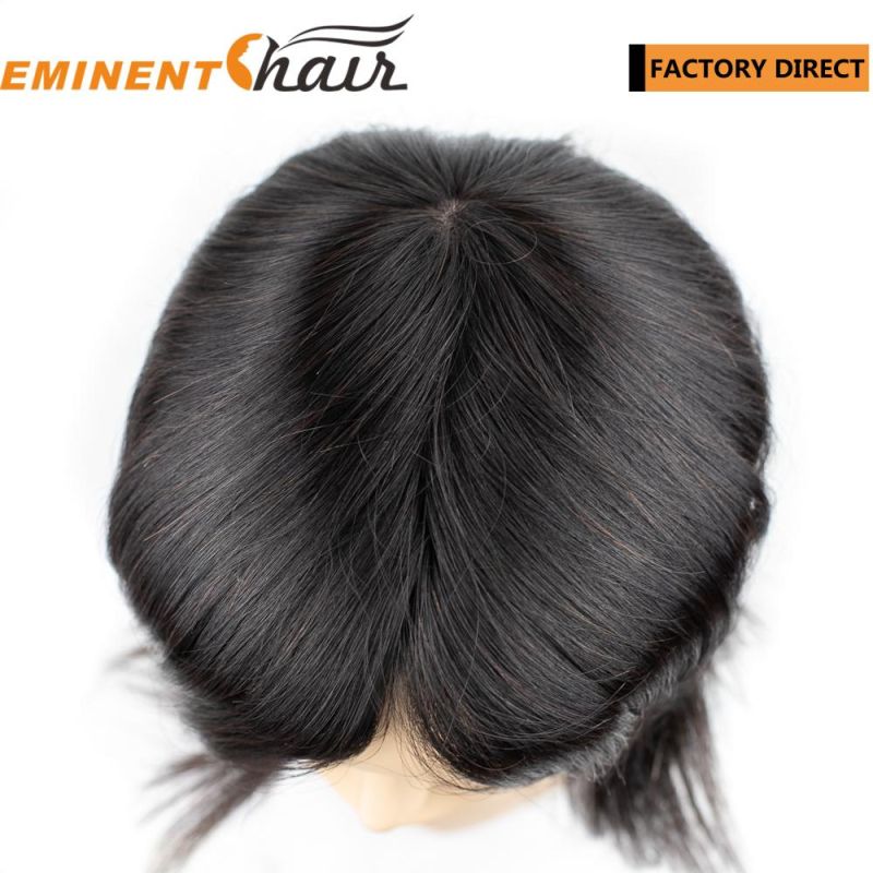 Lace with PU Coating Human Hair Replacement Custom Women Toupee