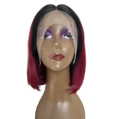 T1b/99j Brazilian Human Hair T Part 13*1 Lace Front Bob Wig