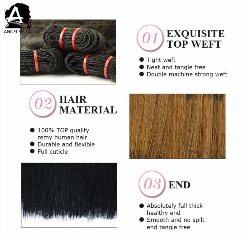 Angelbella Top Quality Brazilian Remy Hair Weave Bundles Cheap Human Virgin Hair Weft