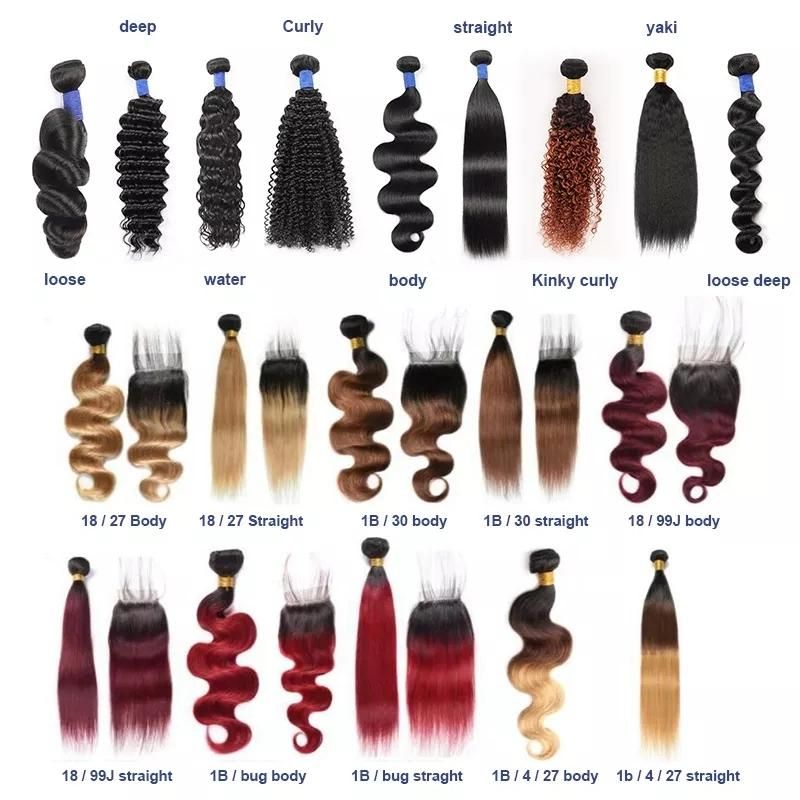 Double Drawn Remy Hair Ombre T4 Straight Curly Human Hair Extensions