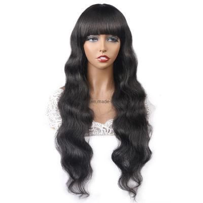 Cheap Wholesale Human Hair Wigs with Bangs Body Wave Virgin Brazilian Hair Machine Made