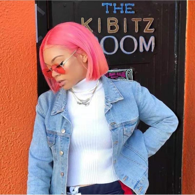 Kbeth Pink Mood Human Hair Wigs for Femme Gift 2021 Fashion Short Straight Colored Cool Remy 11A Luxury Summer Brazilian Virgin China Factory Wig Wholesale