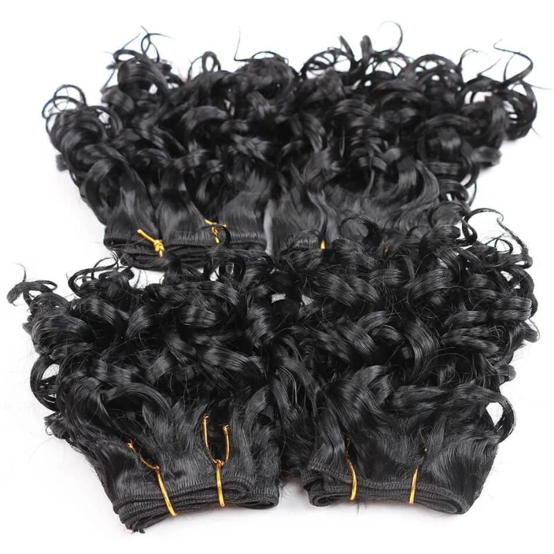 Peruvian Curly Bundles Jerry Curl Double Drawn Human Hair Remy Hair Natural Black Colored Hair Extension