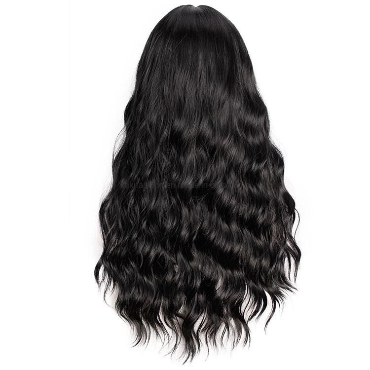 Natural Body Wave Long Hair Wigs Wholesale Factory Price Synthetic Wigs Black Hair Wigs with Bangs