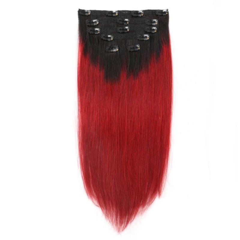 14-24inch Double Drawn Clip in Human Hair Extensions 100g/120g/140g/160g/180g/200g/220g/280g for White Women, Cheap 100% Human Hair Clip in Hair Extension