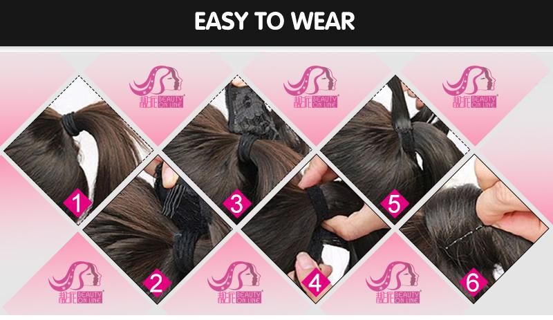 60g 16" 100% Indian Remi Virgin Hair Weave Human Hair Drawstring Ponytail