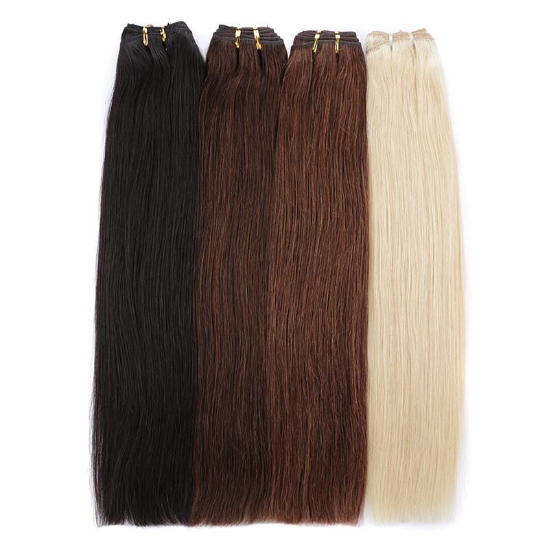 2019 New Design Blonde Human Hair Extensions Double Drawn Remy Russian Hair Weft