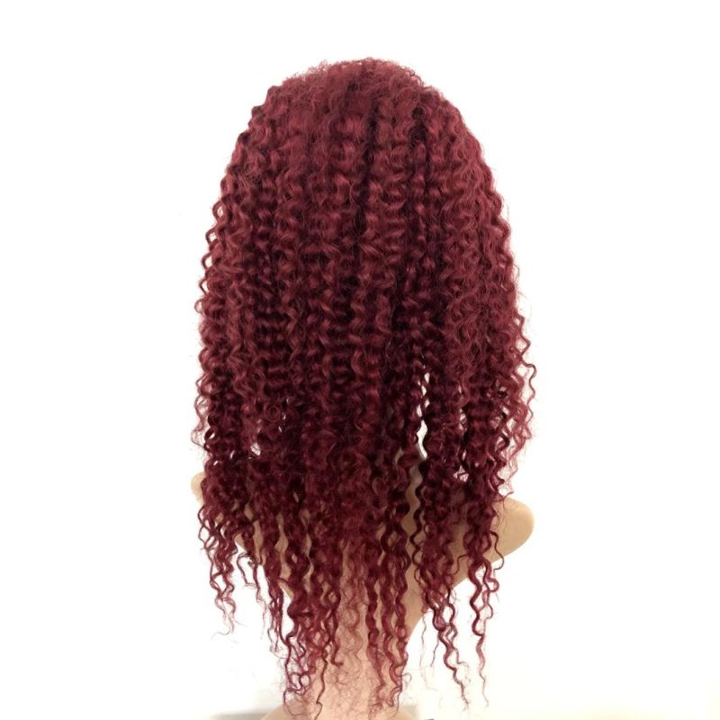 Factory Wholesale Kinky Curly Curtom Red Human Hair Wig