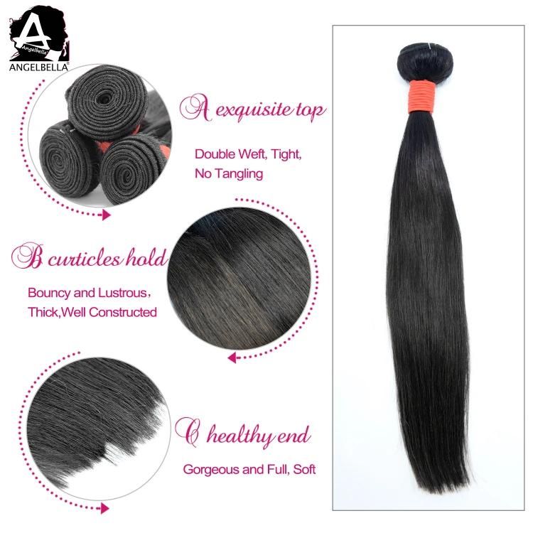 Angelbella Virgin Hair Supplier Silk Straight Full Bundles Hair Weave Raw Human Hair Wefts