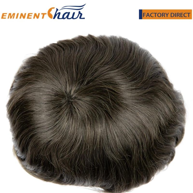 Factory Direct French Lace with PU Coated and Fine Welded Mono #0.12 Front Men′s Toupee