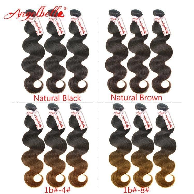 Angelbella Peruvian Hair Bundles Body Wave Natural Ombre Color Virgin Human Hair Weaving