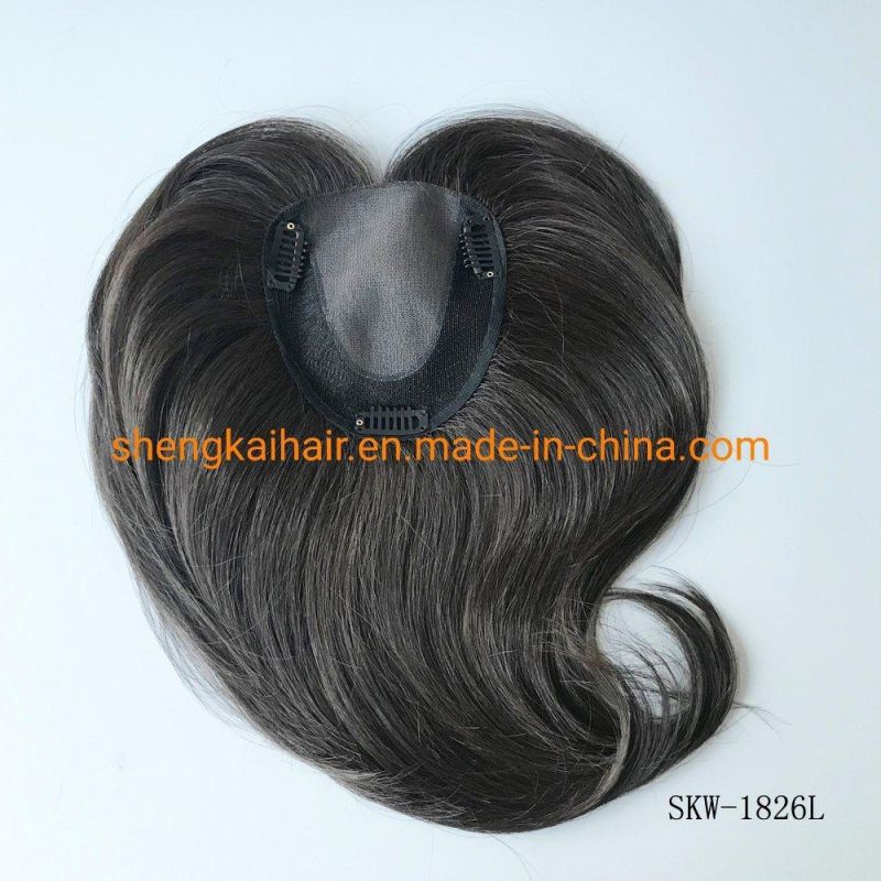 Wholesale Handtied Human Hair Synthetic Hair Mix Lady Hair Topper