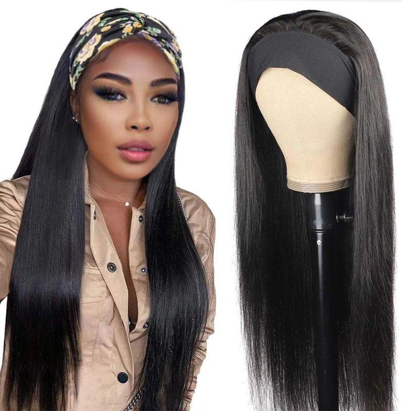 Kbeth Headband Women Wig 2022 Fashion No Lace Machine Made 22 Inch Straight Remy Long Human Hair Wigs for Ladies From Factory Cheap Price Wholesale