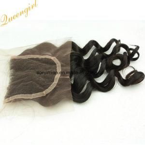 Natural Color Black Women Cheap Loose Wave Peruvian Hair 4*4 Top Lace Closure