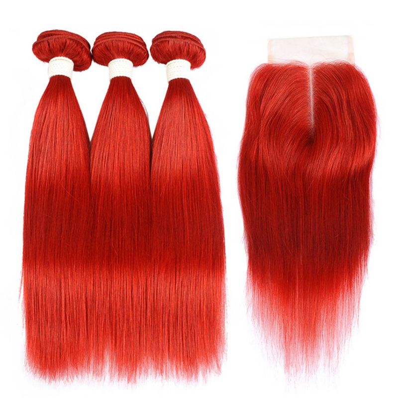 Red Bundles 99j Burgundy Straight Hair Brazilian Human Hair Bundles with Closure 10-30 Inches