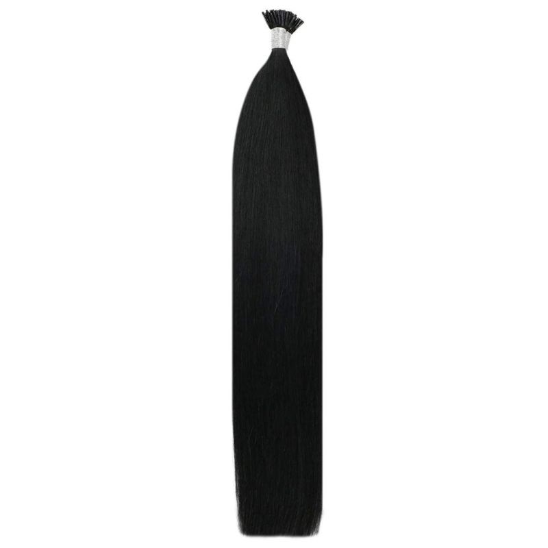 22" I Tip Extension 100% Remy Human Hair #1b Natural Black Salon Style Silky Straight Cold Fusion Hair Extensions 50g/Package 50 Strands