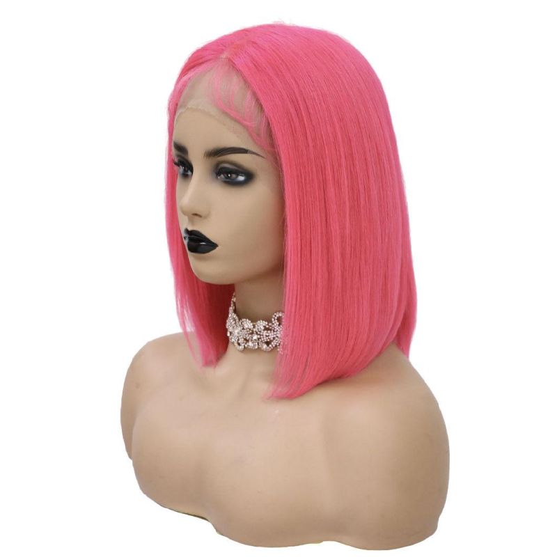 Kbeth Human Hair Wig for Black Ladies 2021 Summer Lace Frontal Cool Soft Breathable 100% Virgin Remy 10 Inch 12 Inch Red Pink Mood Orange Colors Women Wigs
