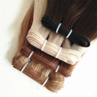 Wholesale 100% Indian Hair Double Drawn Straight Flat Silk Weft Hair Extensions