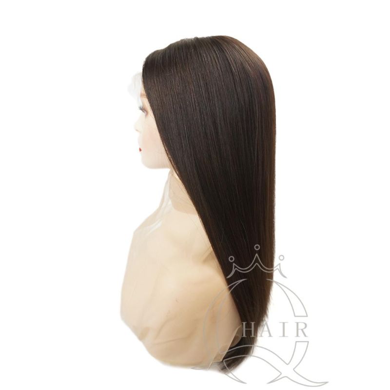 20inch (50cm) Best Quality Unprocessed Virgin Hair Dark Brown Natural Wig Lace Top Wig Swiss Lace Wig Lace Front Wigs for White Women