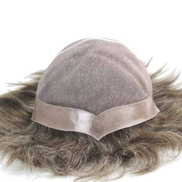 Fine Mono Base with Npu Perimeter Men′s Hairpiece