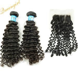 Wholesale Hair Products Lace Top Virgin Remy Curly Hair Bundle with Closure Indian Hair