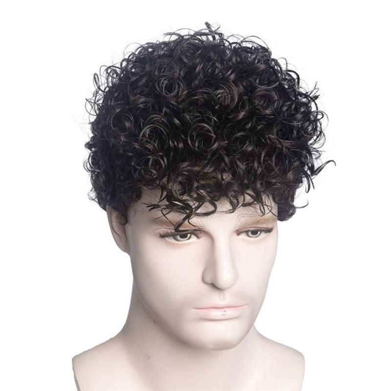 Toupee Men Short Black Hair Wigs Men′ S Daily Wig Male Natural Curly Hair Breathable Men Short Hair Wigs Men′ S Daily Lace Front Wig