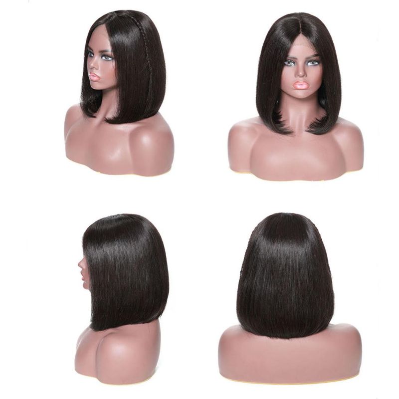 Wholesale Short Straight Bob Wigs 13X4 Lace Front Bob Wigs 150 Density Brazilian Virgin Human Hair Wigs for Women Pre Plucked with Baby Hair Natural Black 14"