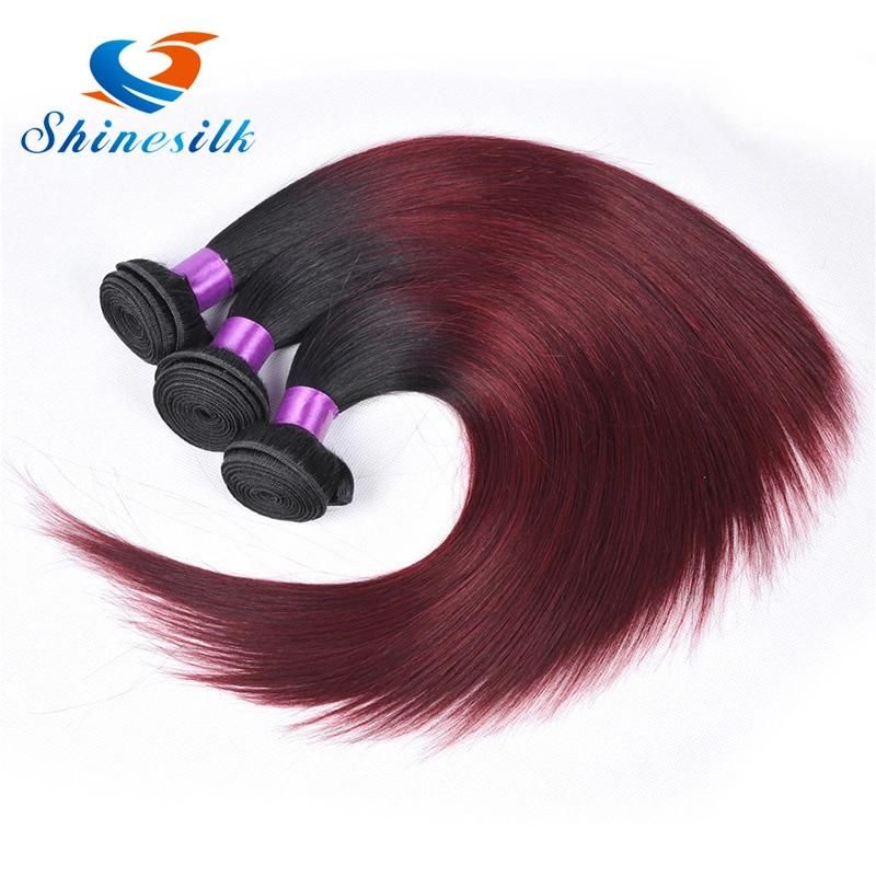 Women Hair Blends Red Ombre Peruvian Straight Hair Bundles Burgundy T1b 99j Weave Human Hair Extensions
