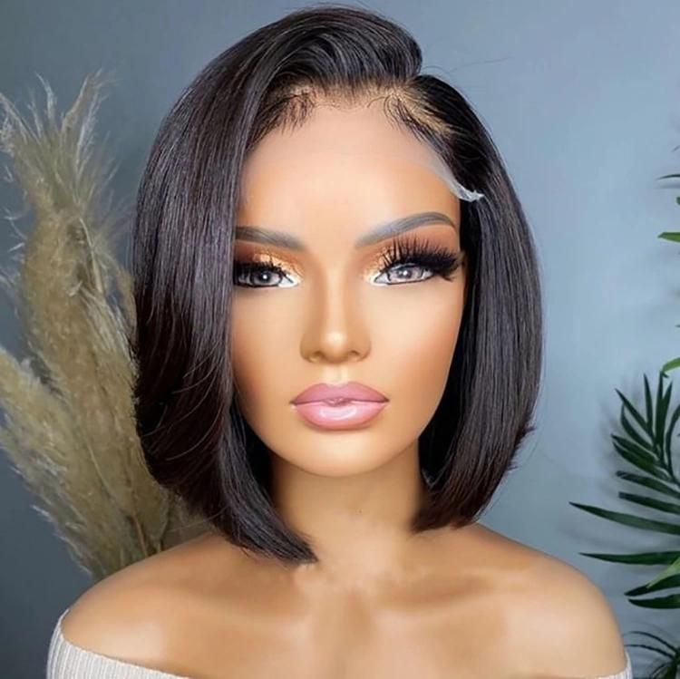 Wholesale Short Bob Wig Brazilian Virgin Lace Front Human Hair Bob Wigs 13*4 Transparent Lace Frontal Bob Wigs for Black Women