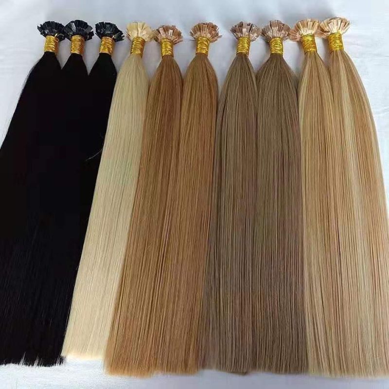 Pre Bonded Flat Tip Hair Extensions 22" 26" Machine Remy Hair Straight Capsules Keratin Fusion Hair Blonde