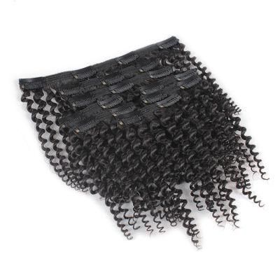 Afro Kinky 4A Curly Remy Brazilian Virgin Hair Clip in Hair Extensions 8PCS/Set