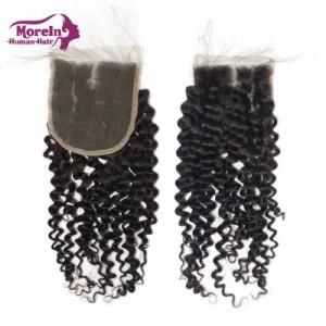 Morein 4X4 Deep Curly Free Part Brazilian Hair Lace Closure Wholesale Cuticle Aligned Human Hair