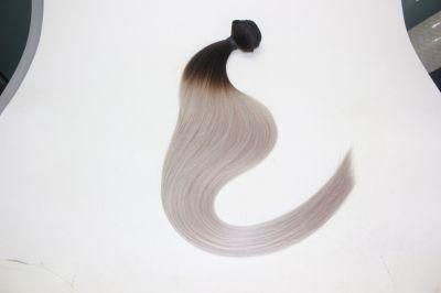 Two Tone Human Hair Weft, Grey Hair Replacement Systems with Dark Root, 100% Good Quality No Tangle No Shedding