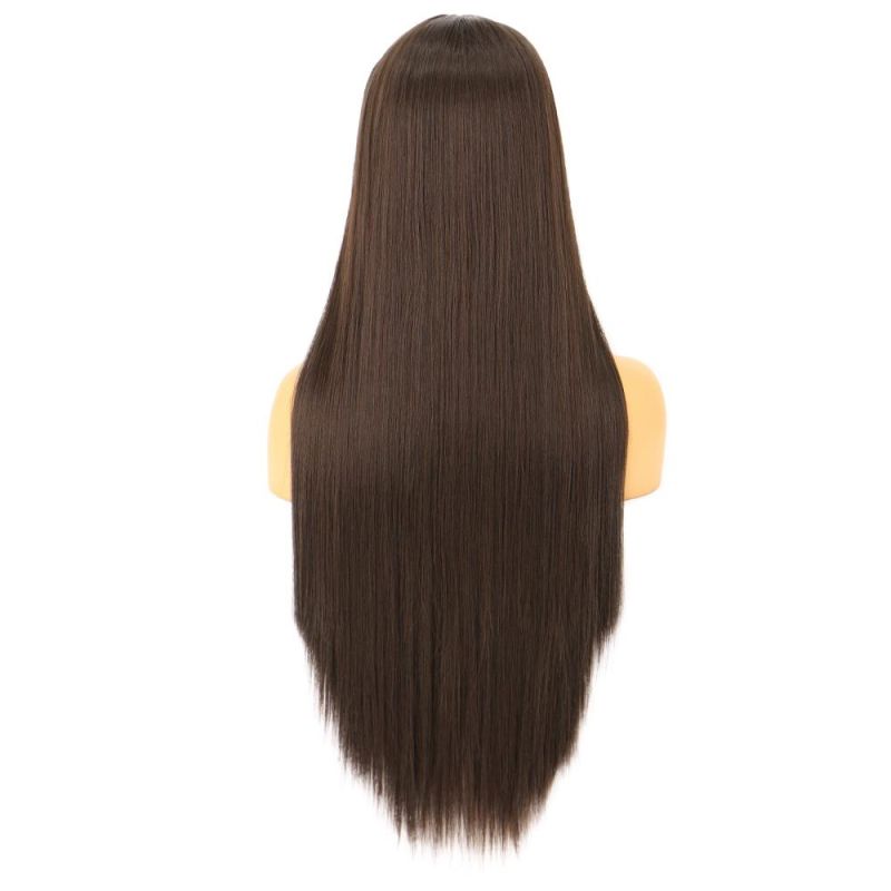 26inch Wholesale Long Silky Straight Ombre Brown Wig Swiss Lace Wigs Synthetic Hair Wigs