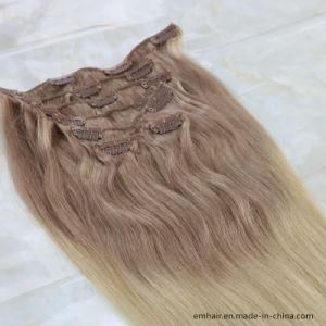 Popular Tangle Free 100% Natural Brazilian Human Hair Balayage 18/613# Clip in Hair Extension