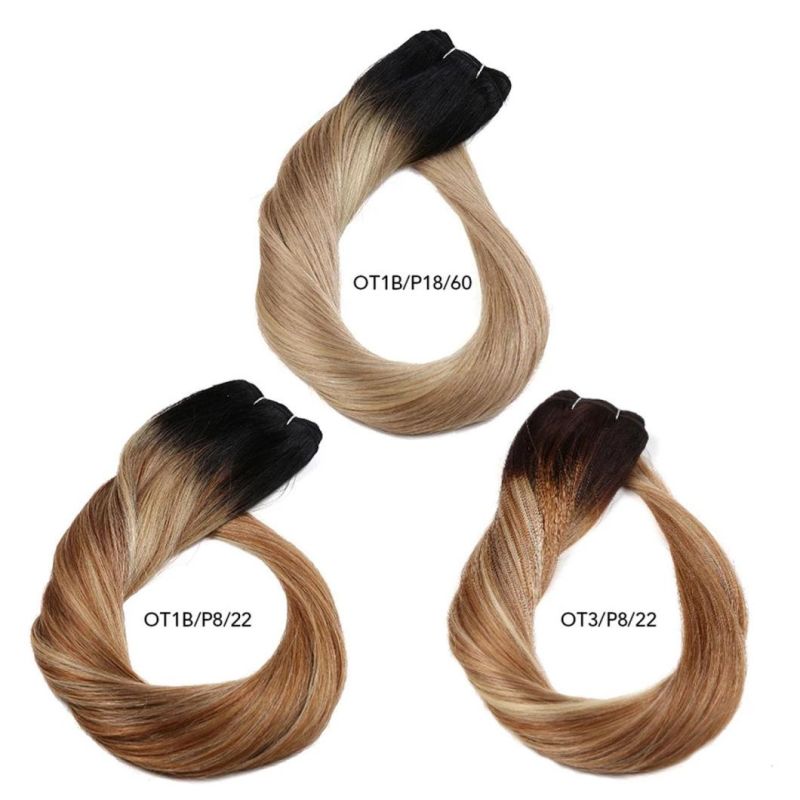 Ombre Straight Human Hair Weaves Bundle 10"-30" Blond Brazilian Human Hair Remy Hair Extensions Multi-Color