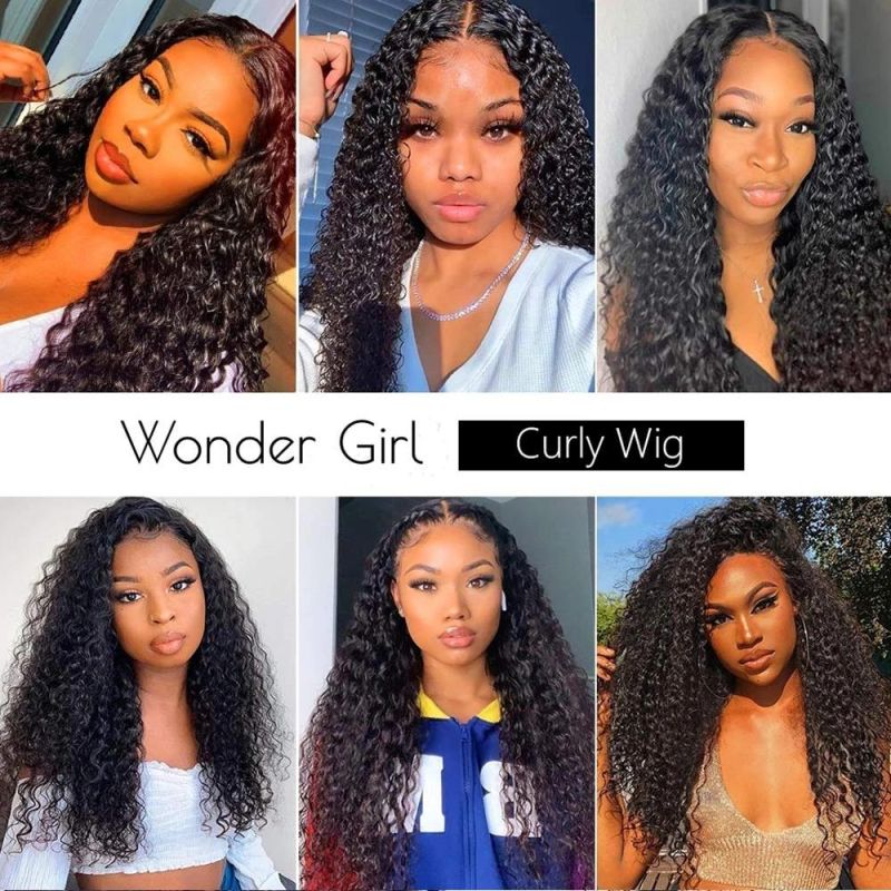 Wholesale Jerry Curly 4X4 Lace Closure Human Hair Wigs 150% Density, Unprocessed Brazilian Virgin Hair Free Part Wig Pre Plucked with Baby Hair