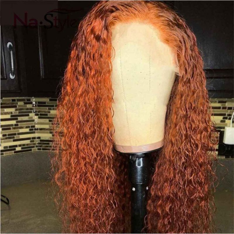 13X4 Deep Curly Lace Front Wig Human Hair 150% Density Frontal Lace Wig Pre Plucked Hairline with Baby Hair for Women Orange Red Color