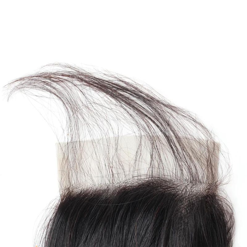 7A Virgin 4*4 Non-Remy Lace Frontal Closure Loose Deep Wavy Free Part Hair Weave #Black